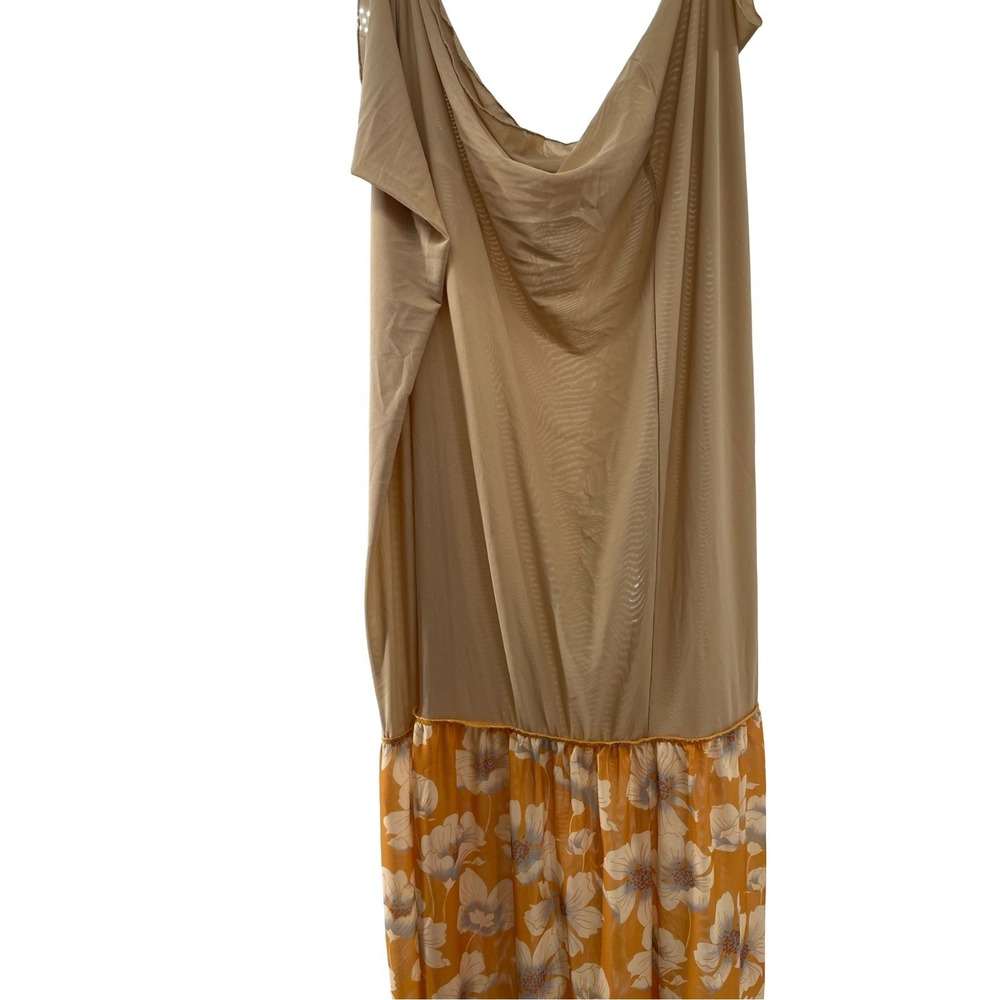 Reformation Women's Maxi Dress Draped Floral Orange Mesh Small